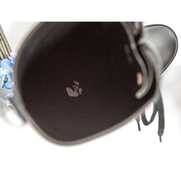 Off-White Black Rubber Leather All Weather Rain Riding Boots 37 NIB - Picture 10 of 10